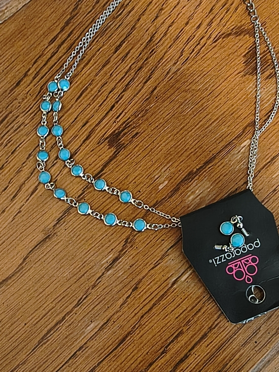 paparazzi Jewelry - Paparazzi Turquoise Triple-Row Necklace And Earrings Set